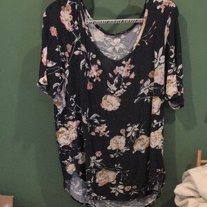 Maurices Cream Floral Blouse Relaxed Fit